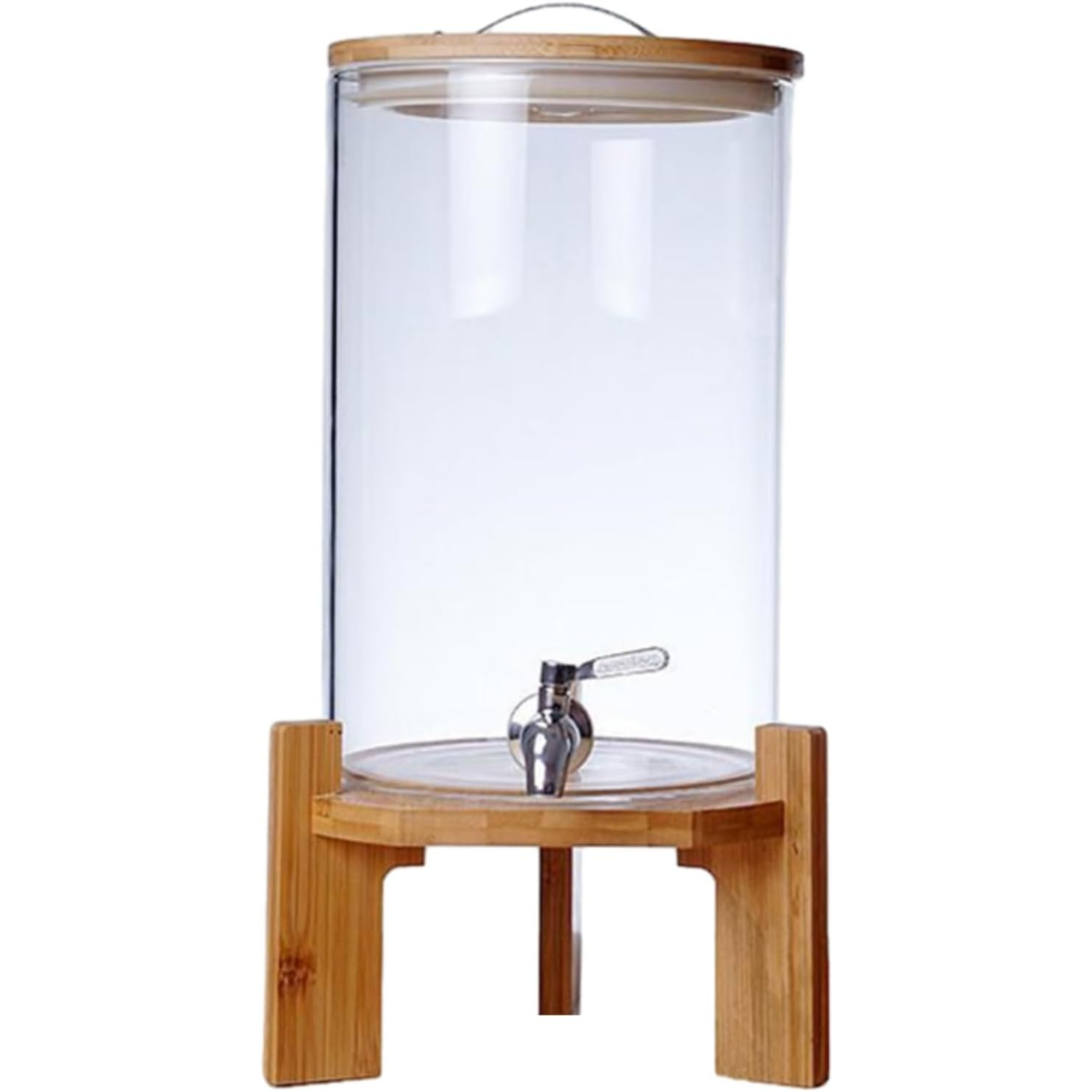 7L Glass Drink Dispenser with Wooden Stand | Elegant Beverage Server