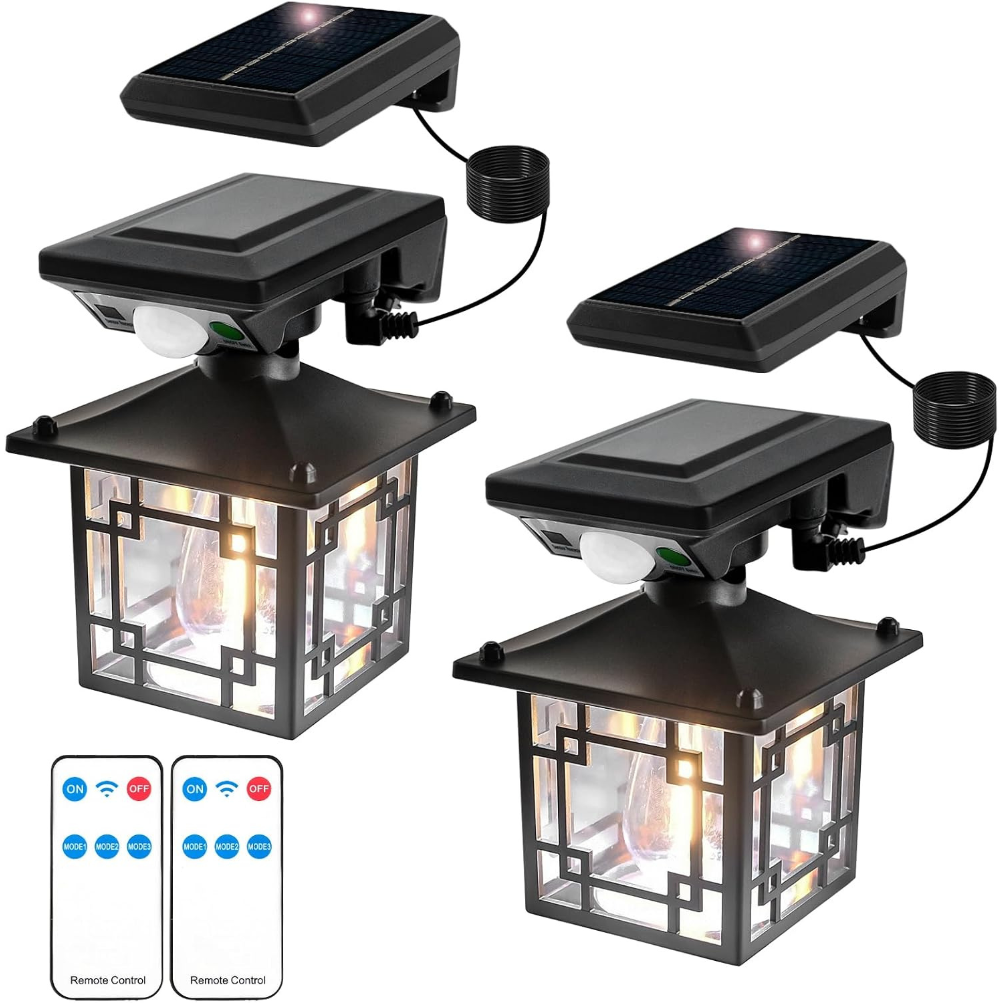 Solar motion sensor light on wall