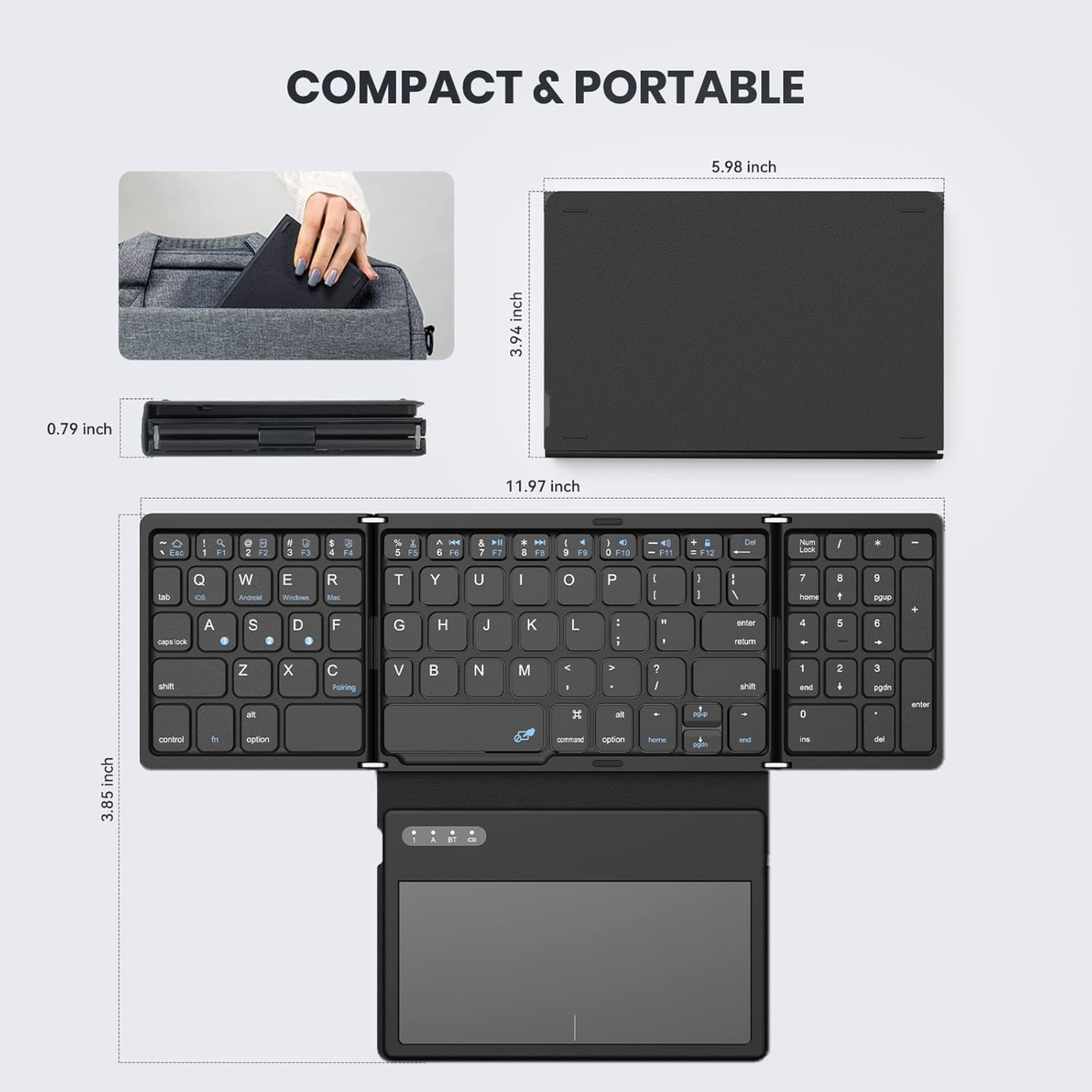 Type-C rechargeable bluetooth keyboard