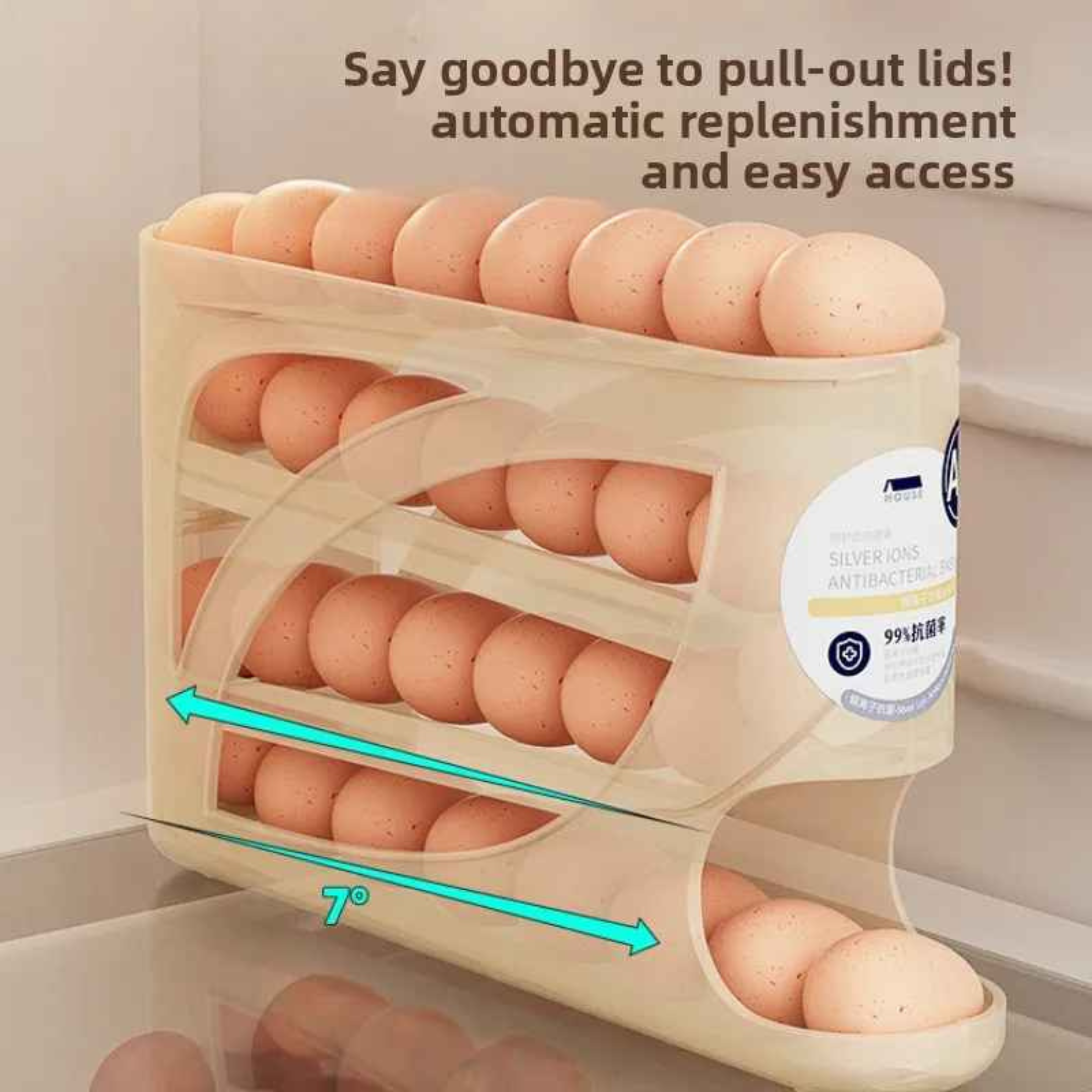 Rolling Egg Dispenser Rack – Automatic Egg Organizer