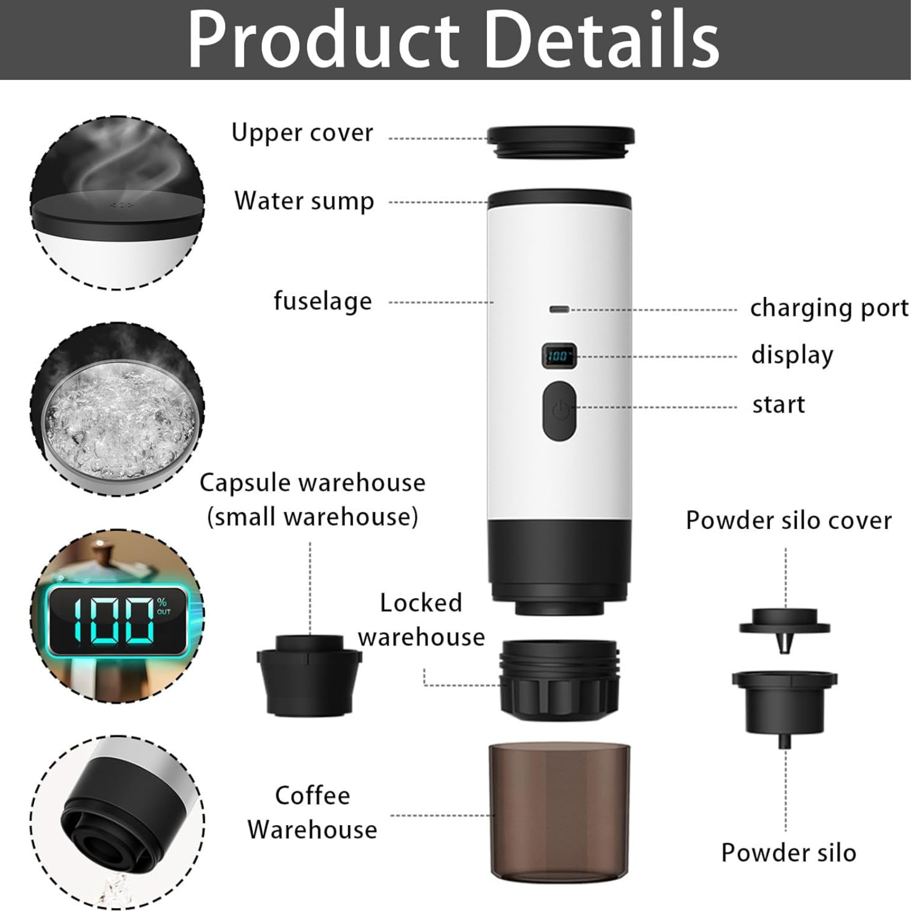 Portable Electric Coffee Maker – Self-Heating, Wireless & Travel-Ready