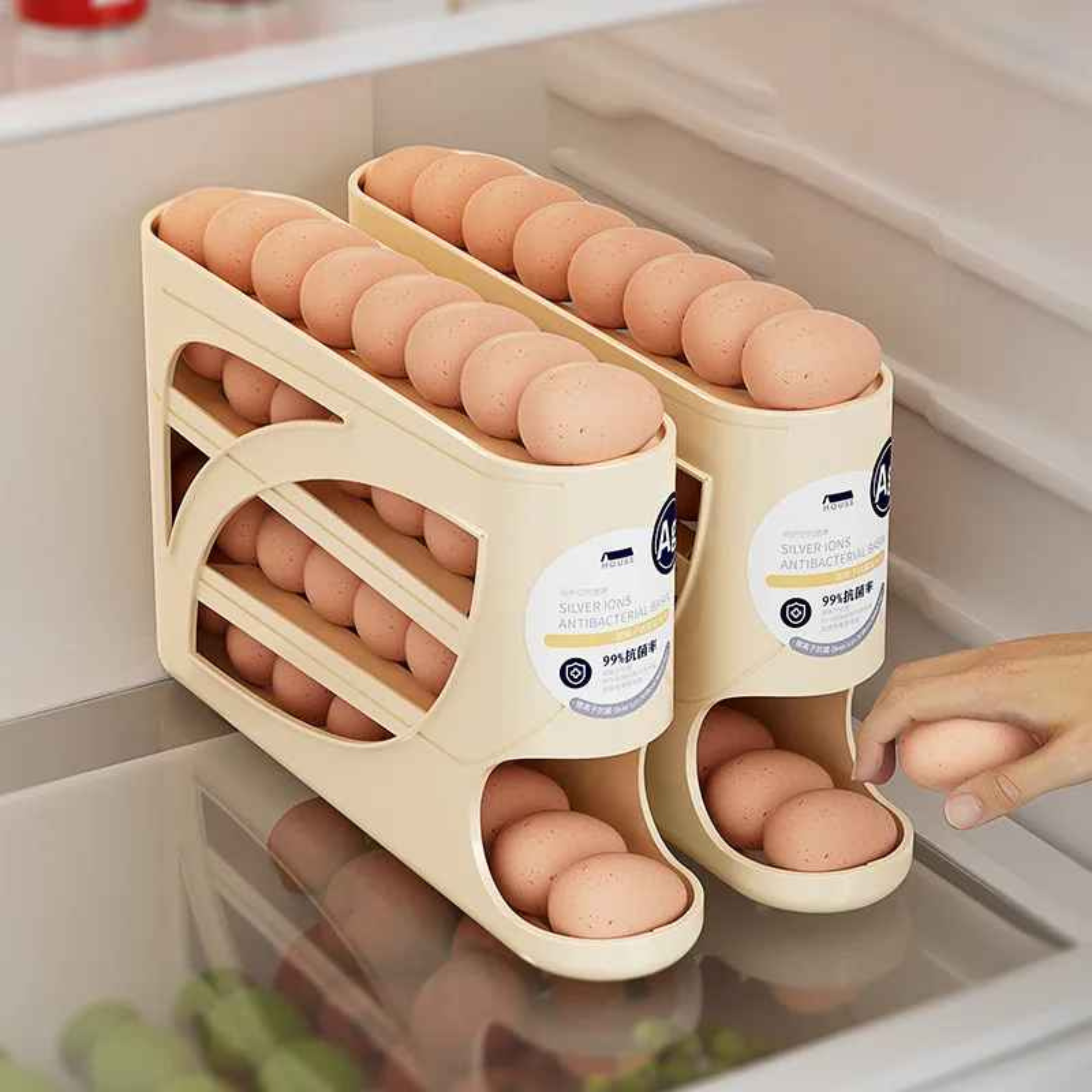 Rolling Egg Dispenser Rack – Automatic Egg Organizer