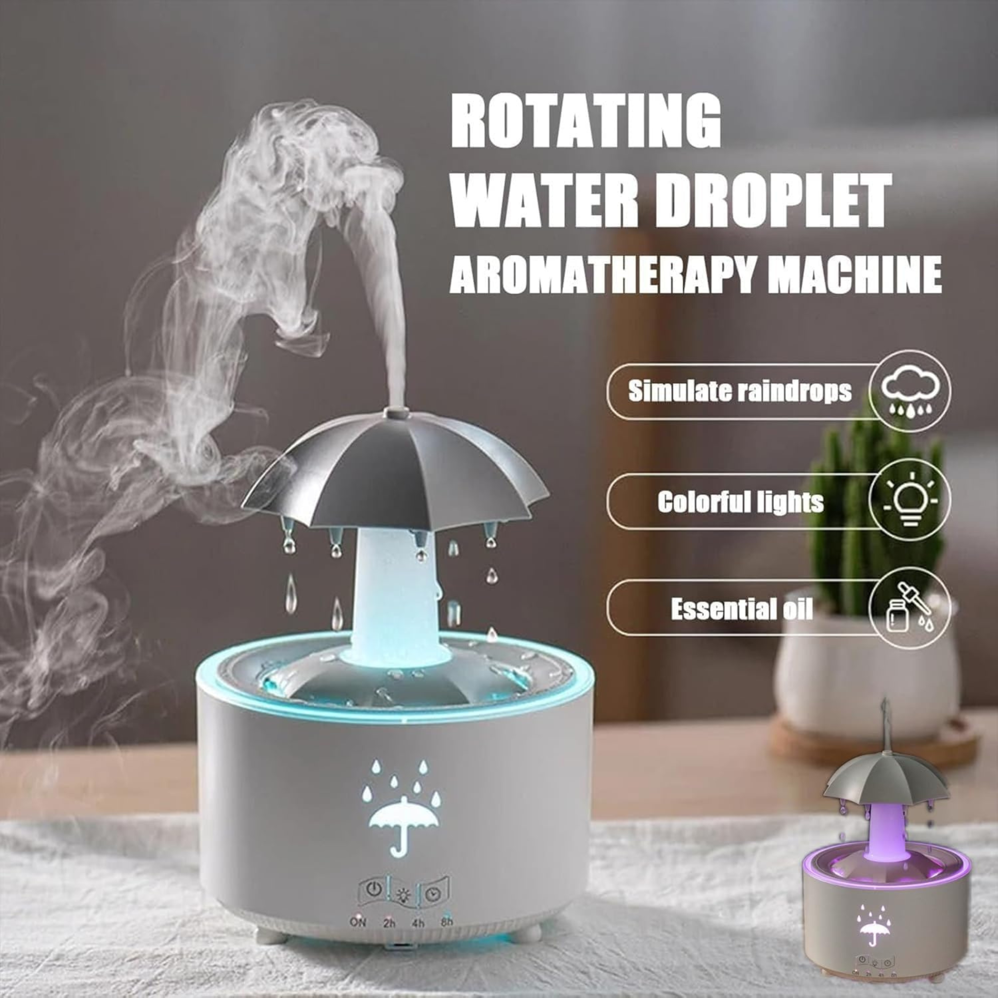 Absher RainCloud | Soothing Rainfall Humidifier & Diffuser