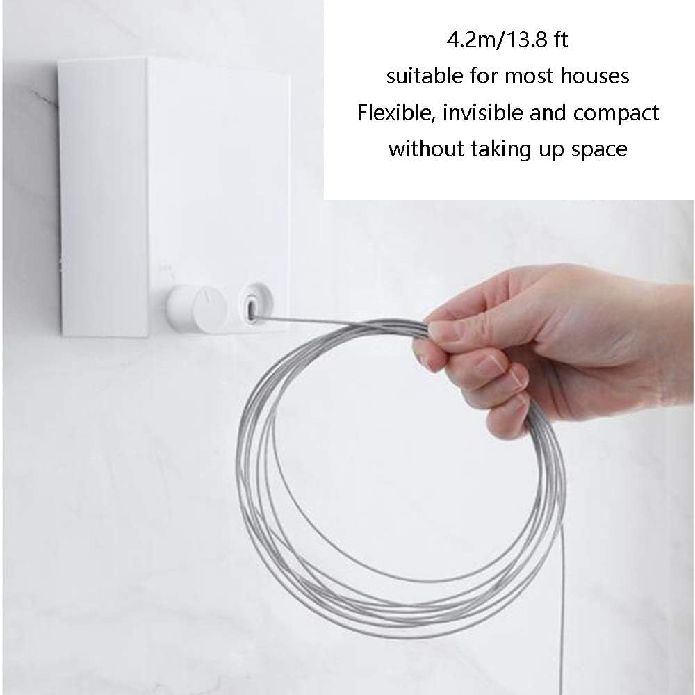 Retractable wall-mounted clothesline in bathroom