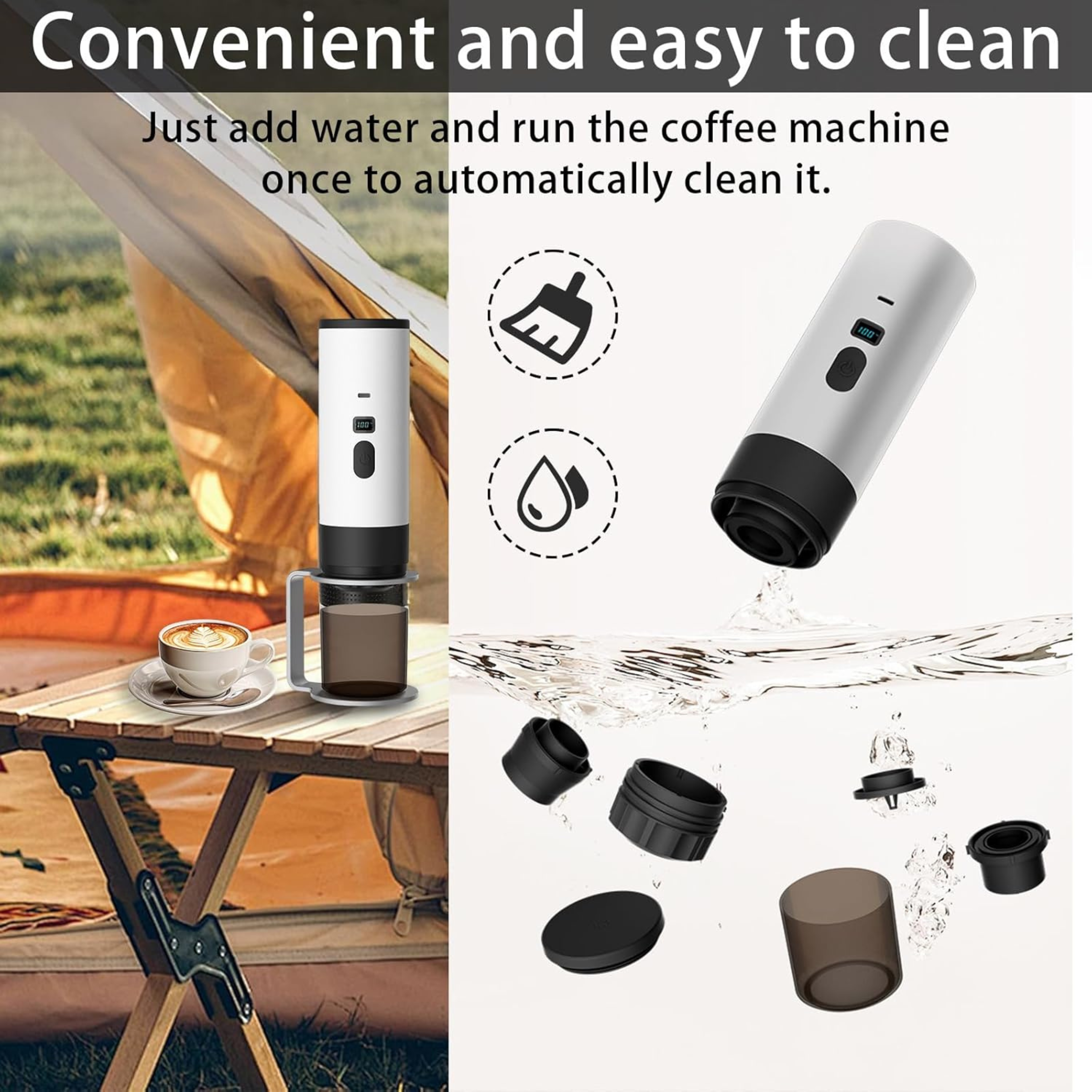 Portable Electric Coffee Maker – Self-Heating, Wireless & Travel-Ready