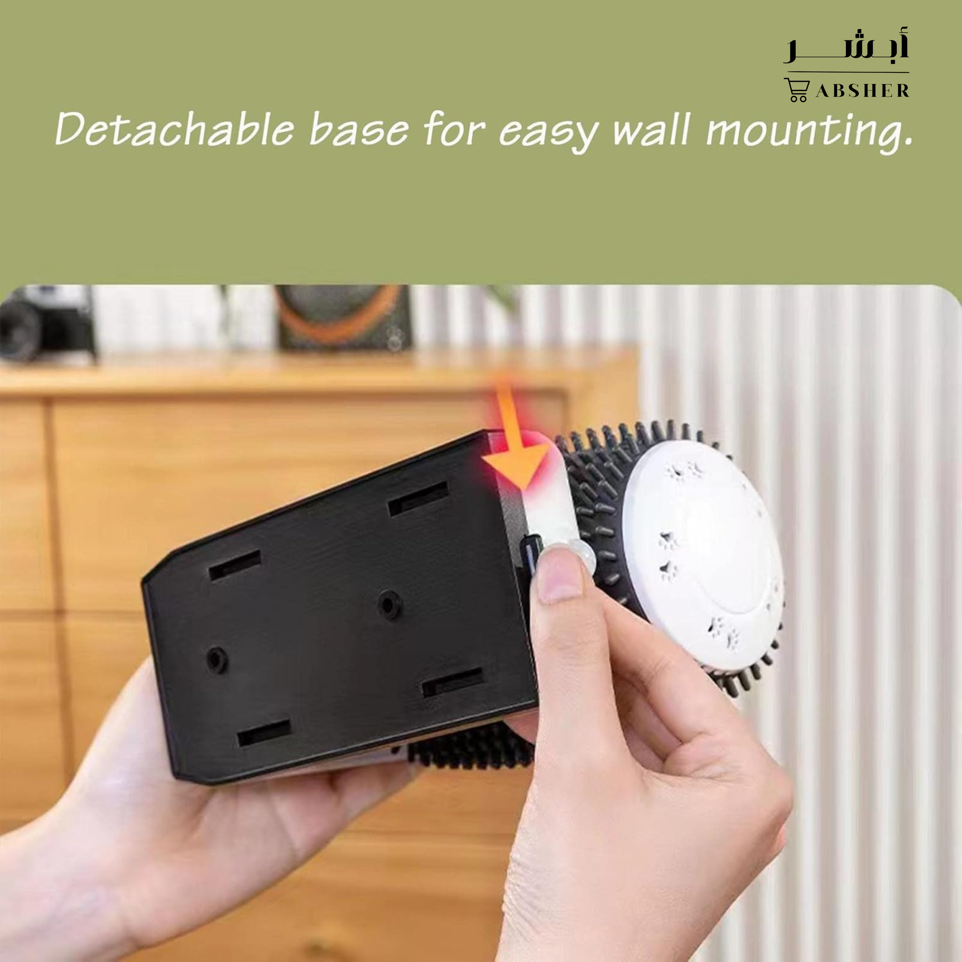 Self-scratching brush mounted on furniture