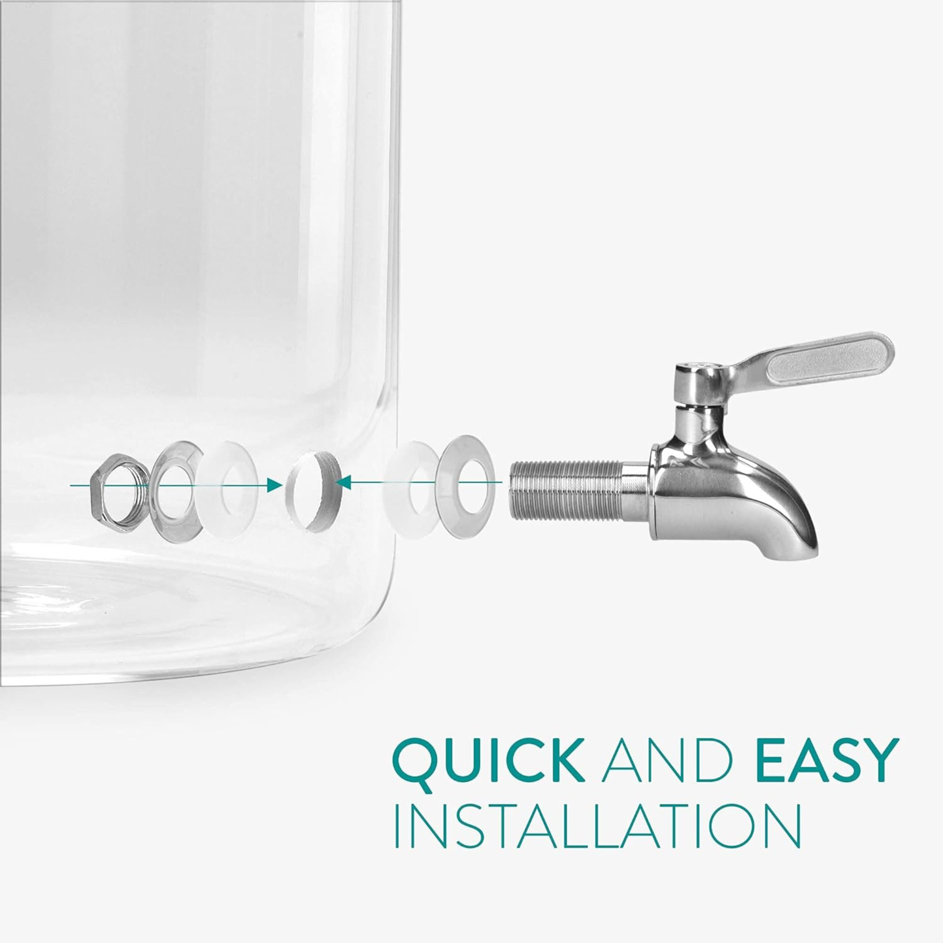 Premium Glass Beverage Dispenser with Bamboo Wooden Stand – 3L