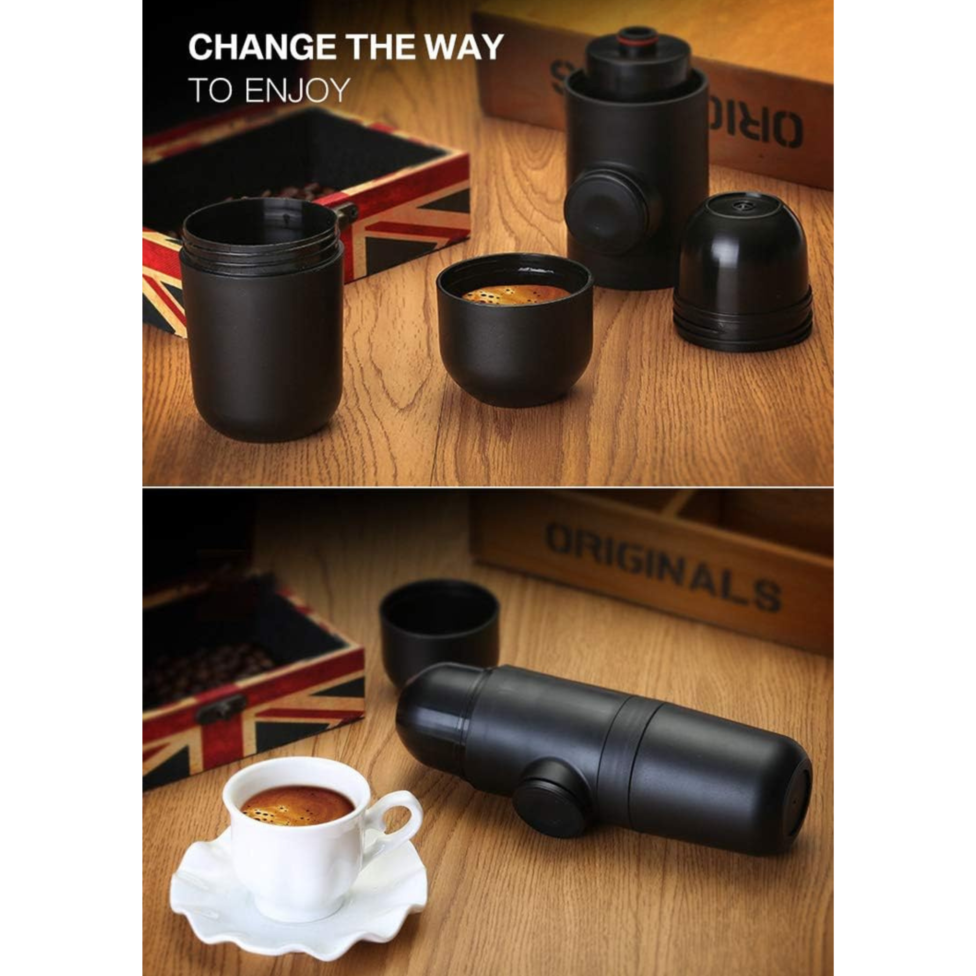 Portable Mini Espresso Maker – Ground Coffee & Capsule Compatible