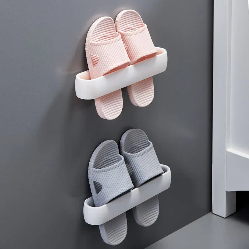 Wall-Mounted Slipper Holder – Space-Saving Bathroom Organization