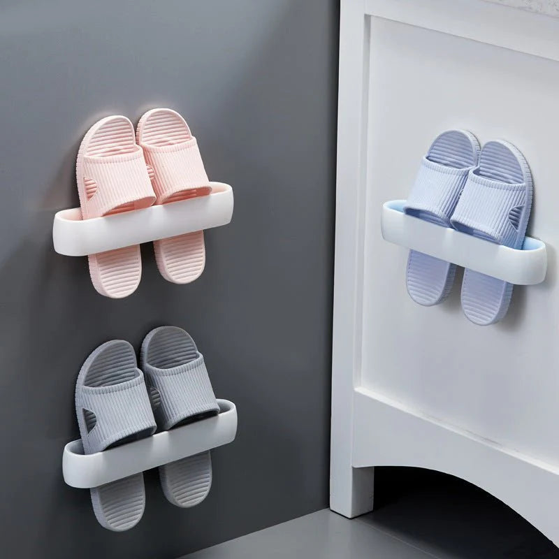 Wall-Mounted Slipper Holder – Space-Saving Bathroom Organization
