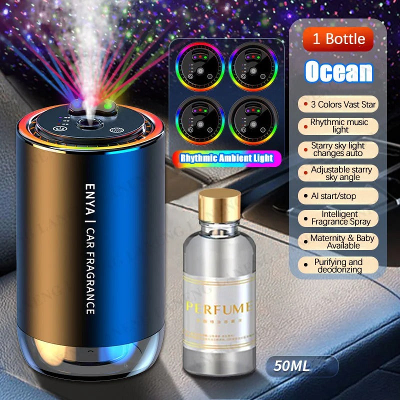 Car Air Purifier & Aroma Diffuser – USB Powered, 7-Color LED